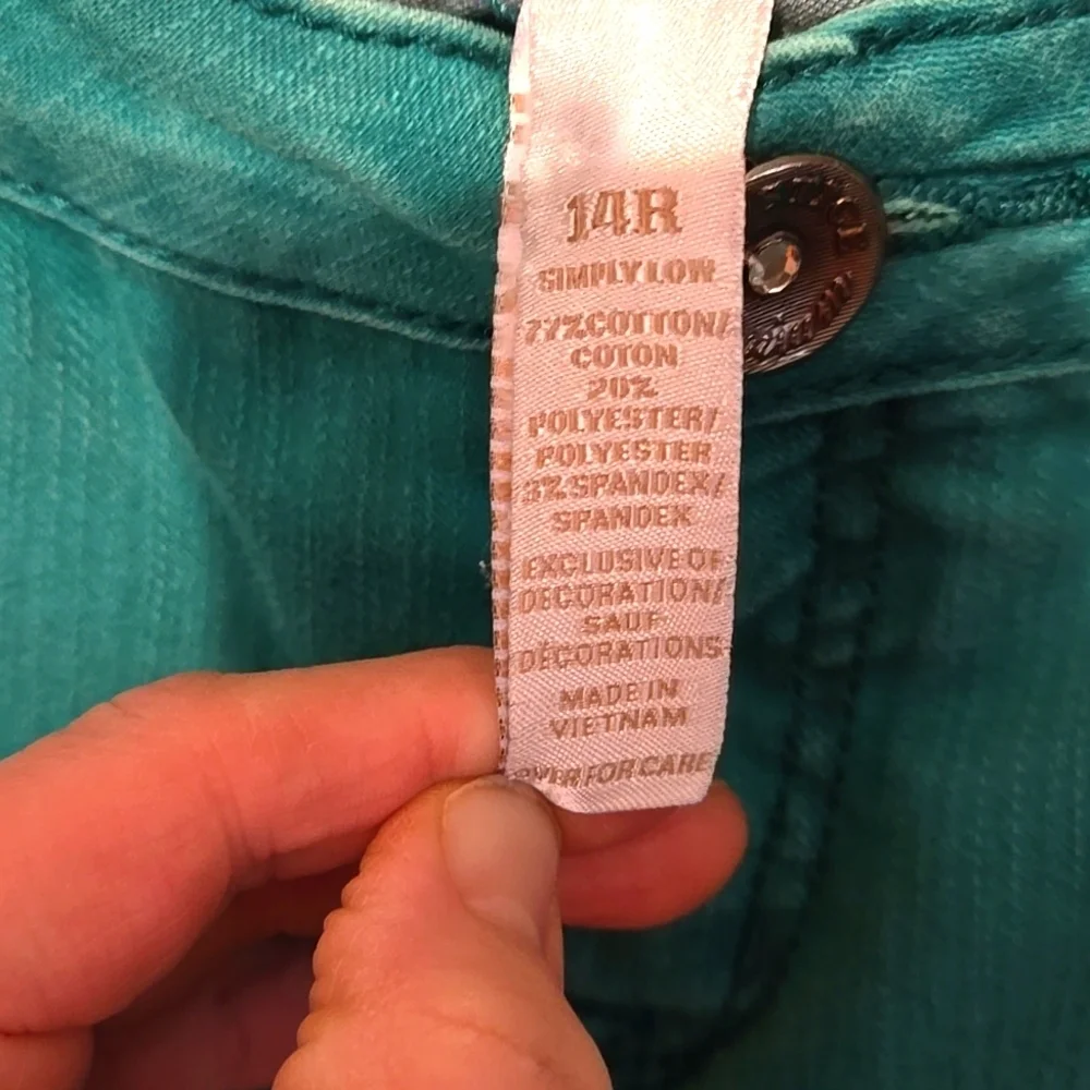 Justice Premium, Jeans, Jeggings, Skinny, Green, Sz 14R, Stretch, Cotton